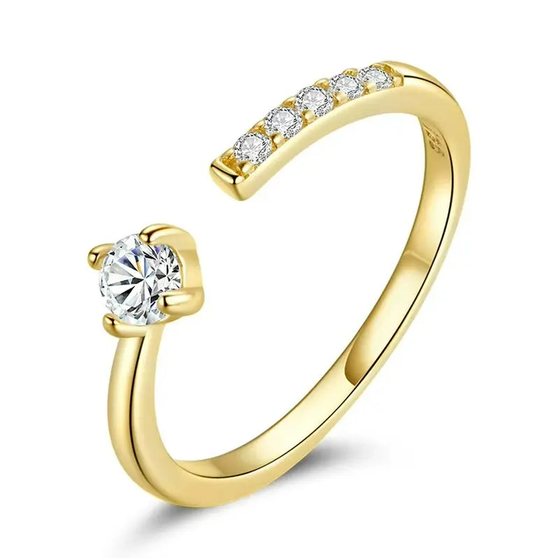 Anel Open Glow com Zircônia Ajustável