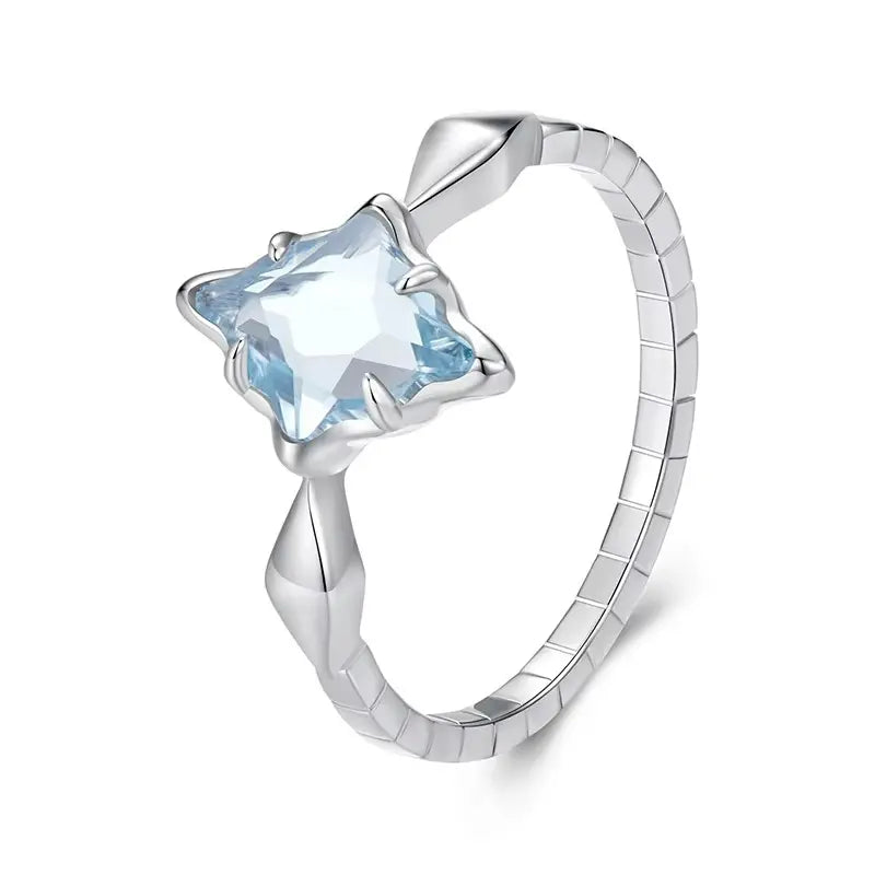 Anel Polaris Glass Prata Banhado a Ouro Branco