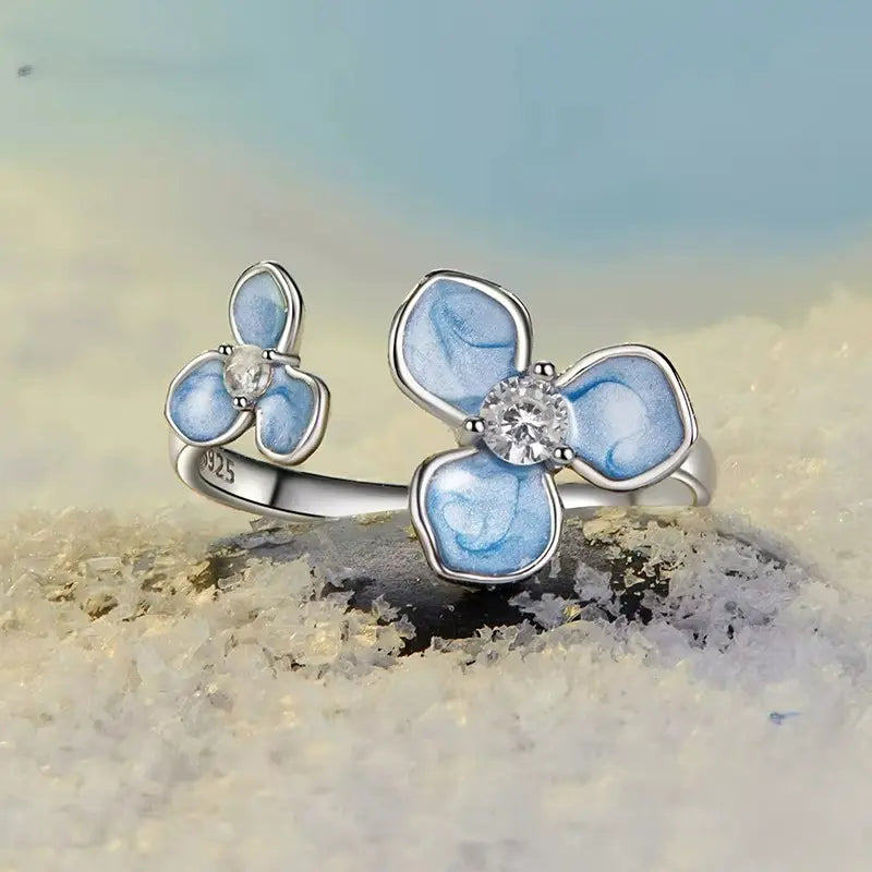 Anel Winter Blue em Prata 925 com Zircônia Ajustável