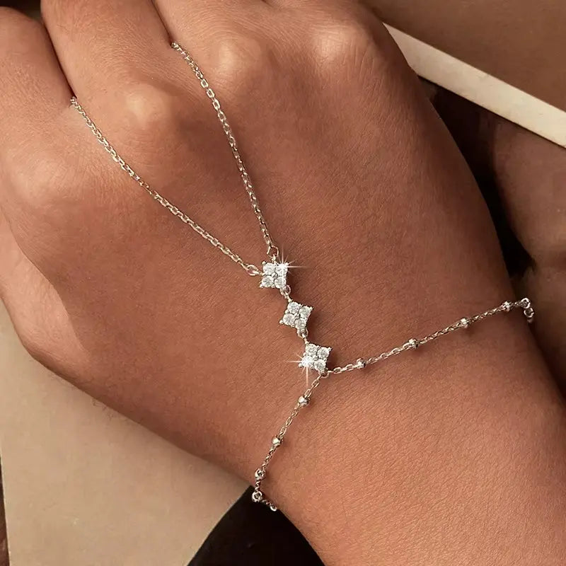 Bracelete Luce com Zircônia em Prata 925 banhado a Ouro Branco