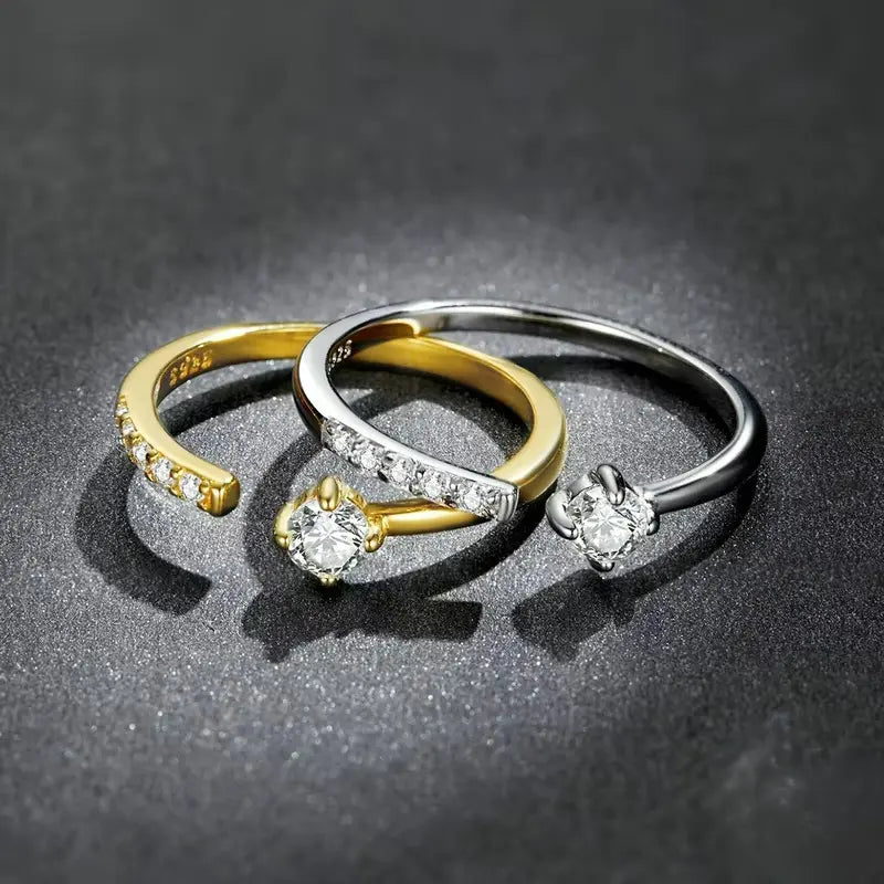 Anel Open Glow com Zircônia Ajustável