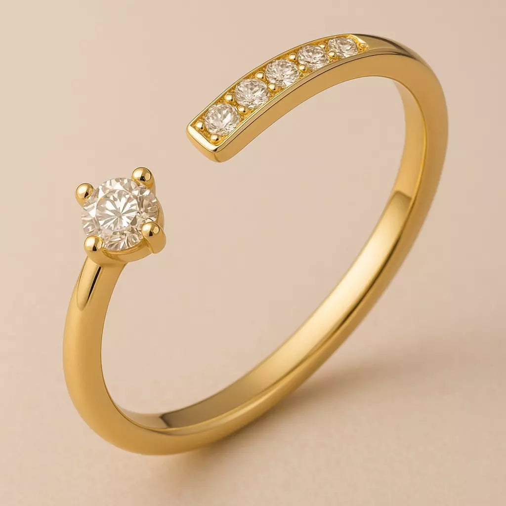Anel Open Glow com Zircônia Ajustável