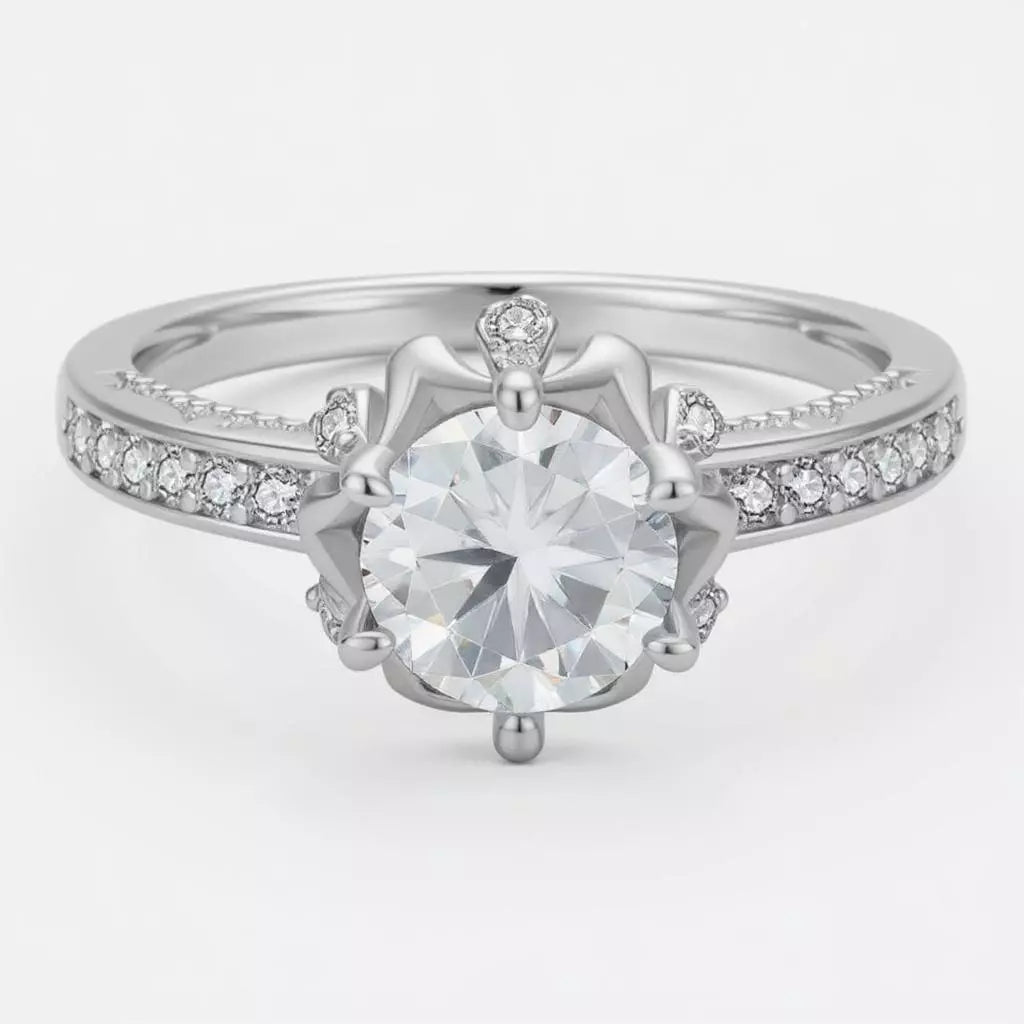 Anel Solitário Radiance banhado a Ouro Branco com Moissanite