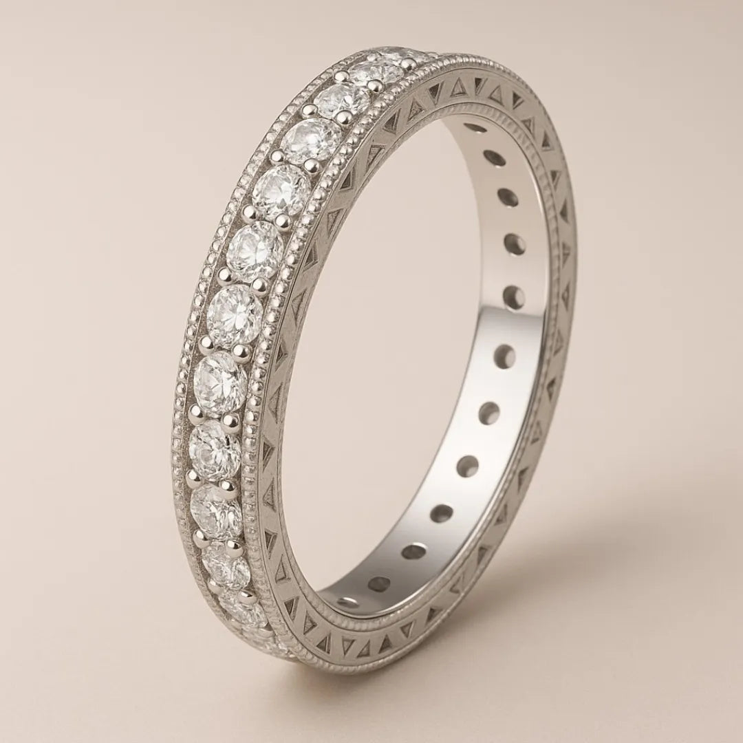 Anel Glitter Pavê em Prata 925 com Zircônias