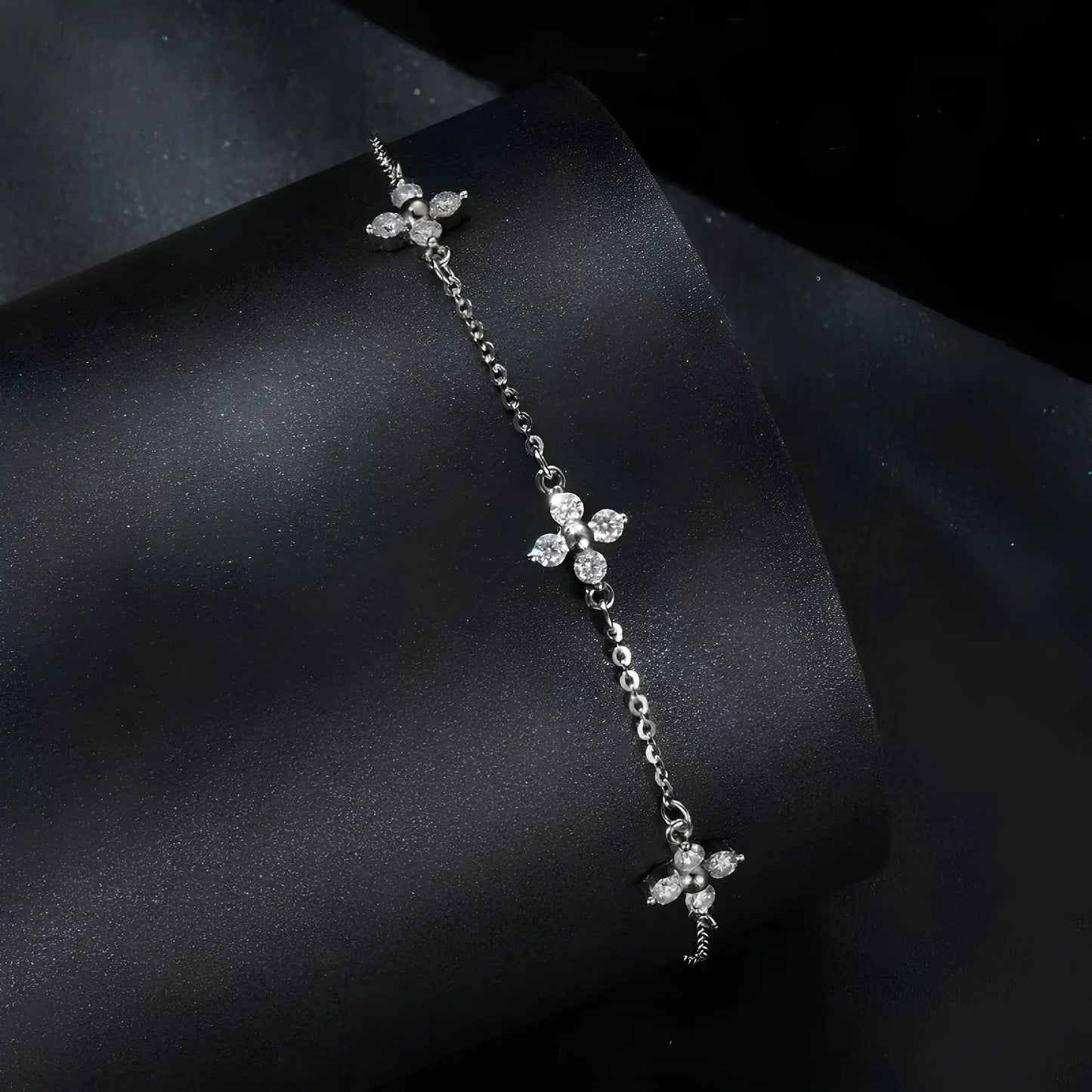 Bracelete Florelle Moissanite em Prata 925 banhado a ouro branco