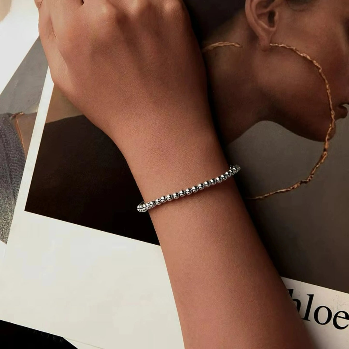 Bracelete Sfera em Prata 925 banhado a Ouro Branco