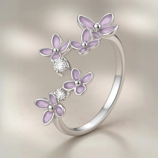 Anel Florescer em Prata 925 Ajustável