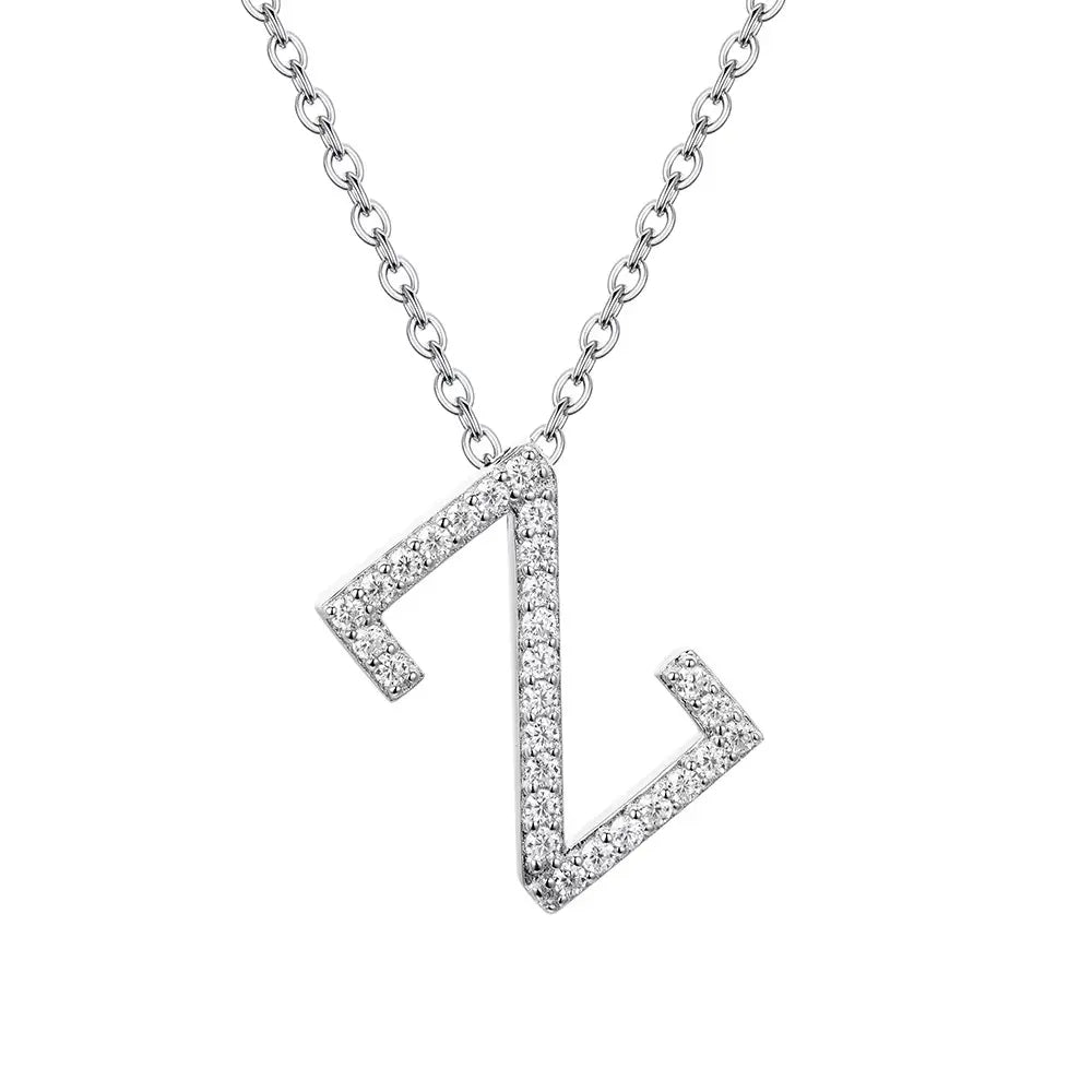 Colar Inicial de Moissanite em Prata 925 banhada a Ródio Branco