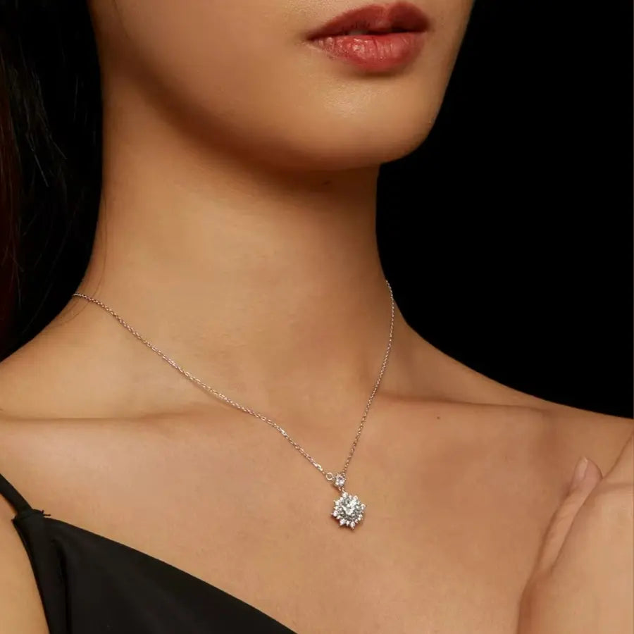 Colar Shine Moissanite em Prata 925 banhado a Platina