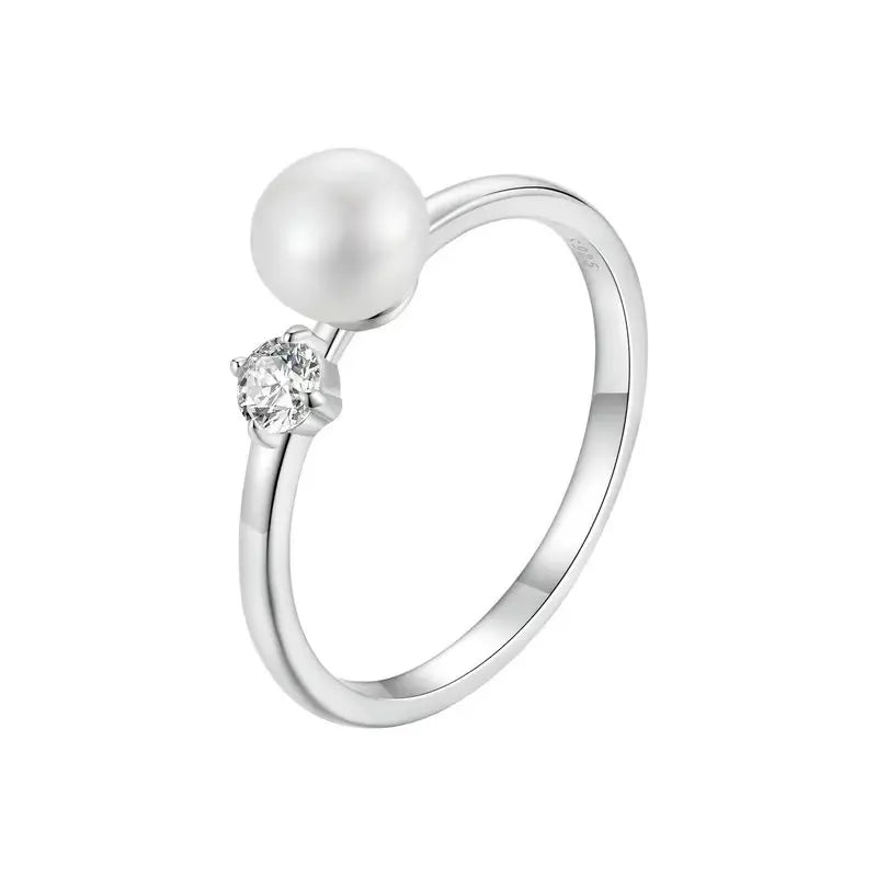 Anel Lustre Pearl em Prata 925 com Moissanite