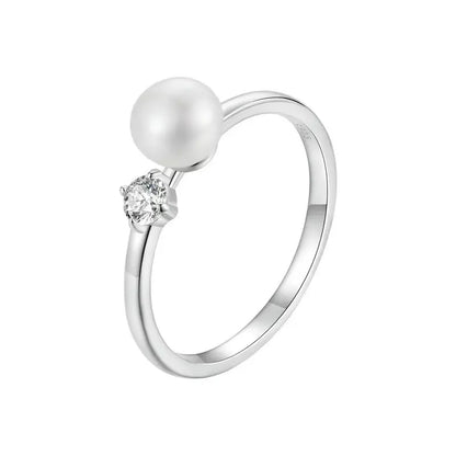 Anel Lustre Pearl em Prata 925 com Moissanite