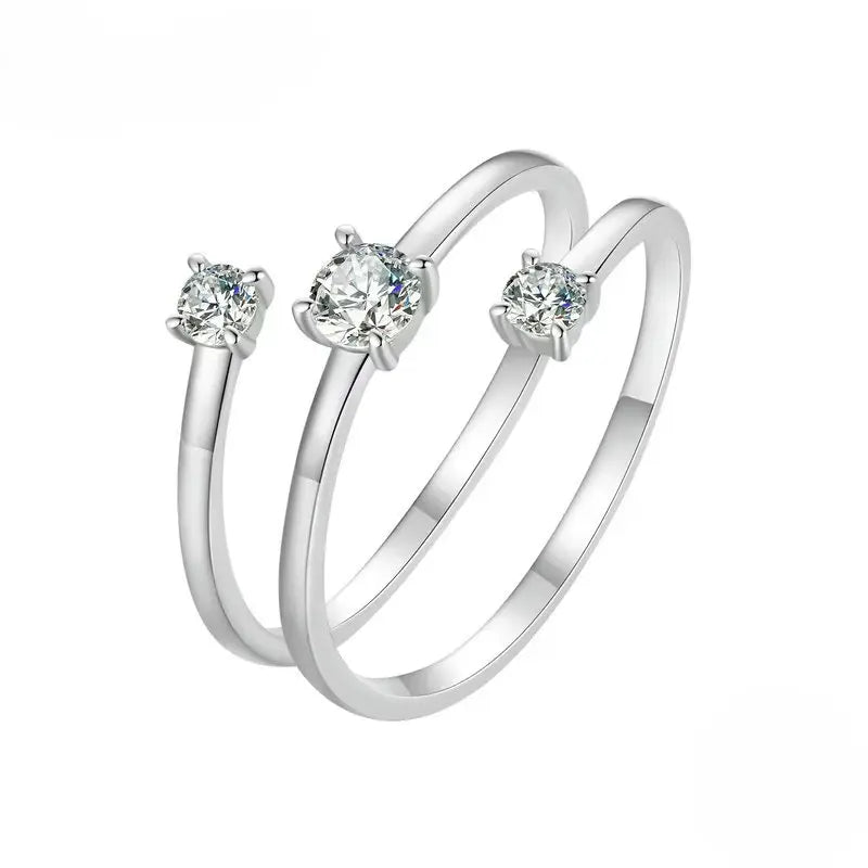 Anel Tríade Moissanite Banhado a Platina