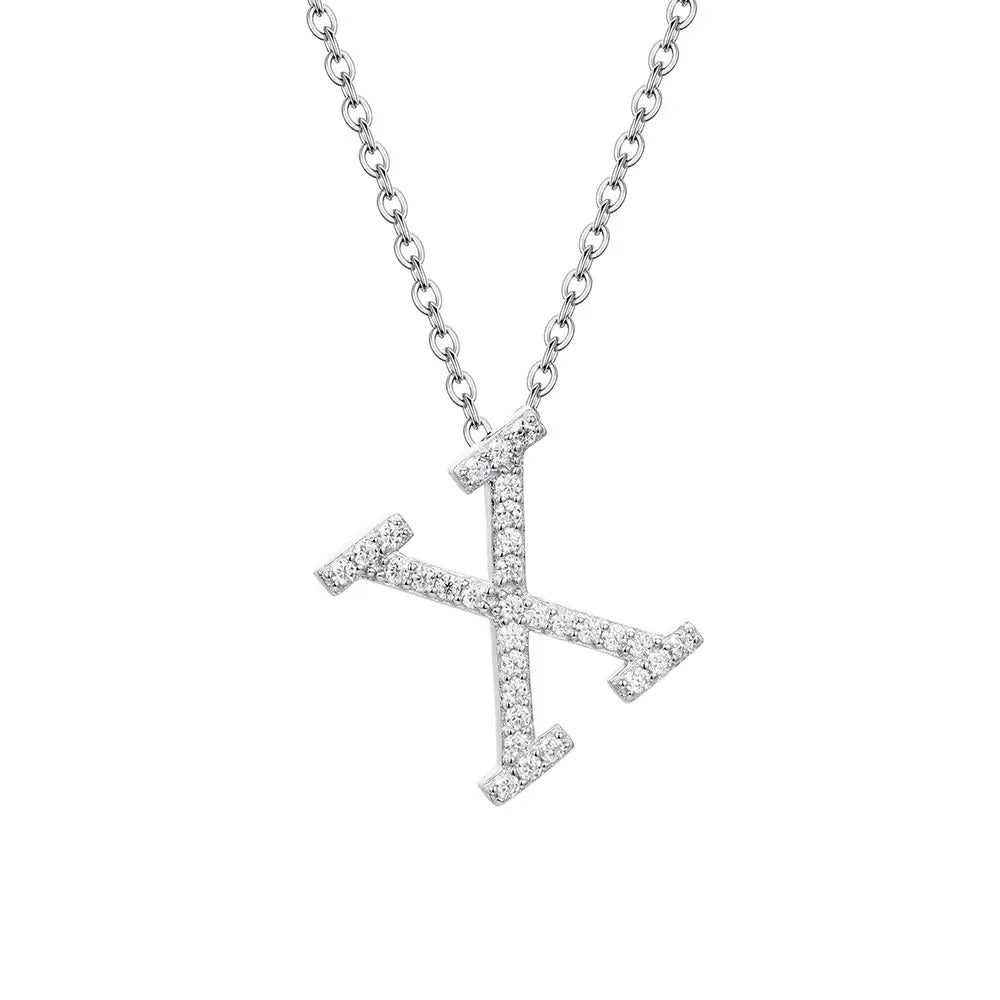Colar Inicial de Moissanite em Prata 925 banhada a Ródio Branco