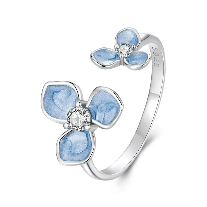 Anel Winter Blue em Prata 925 com Zircônia Ajustável