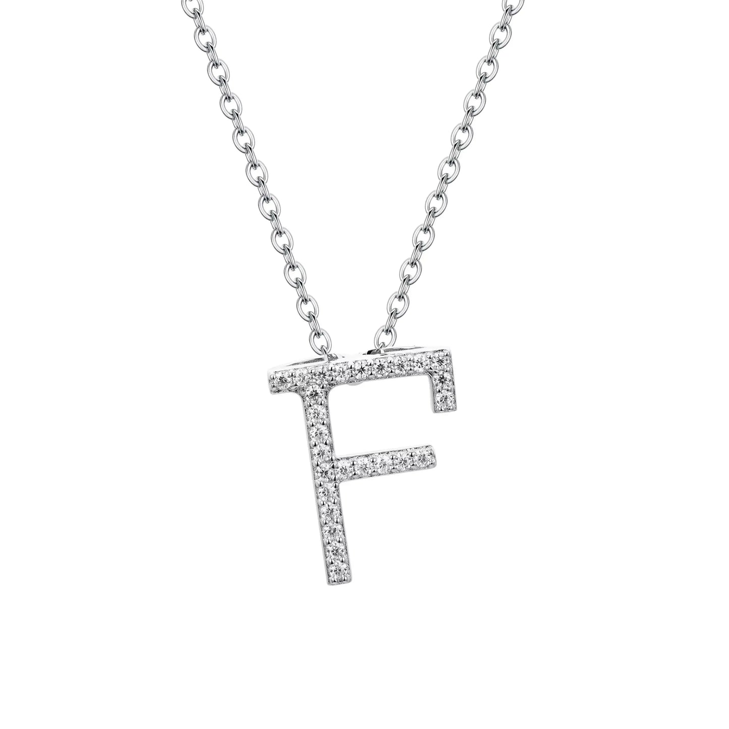 Colar Inicial de Moissanite em Prata 925 banhada a Ródio Branco