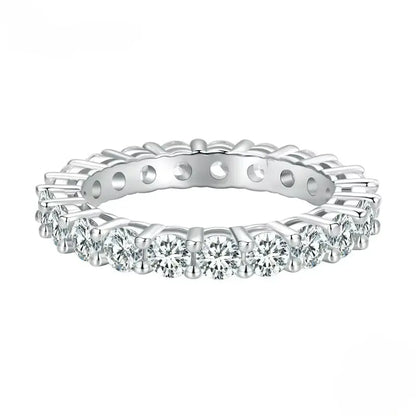 Anel Eternity Moissanite em Prata 925 Banhado a Platina
