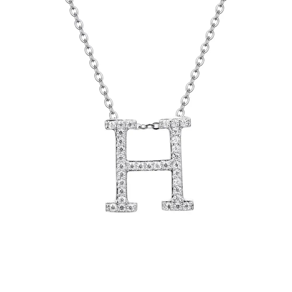 Colar Inicial de Moissanite em Prata 925 banhada a Ródio Branco