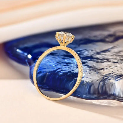 Anel Solitário Noivado com Moissanite Banhado a ouro 10K