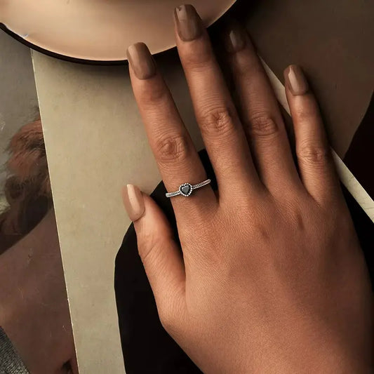 Anel Love Noir com Zircônia Ajustável