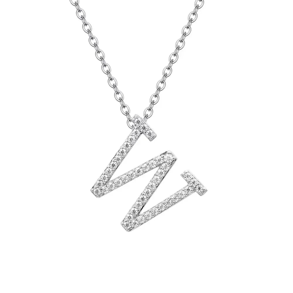 Colar Inicial de Moissanite em Prata 925 banhada a Ródio Branco