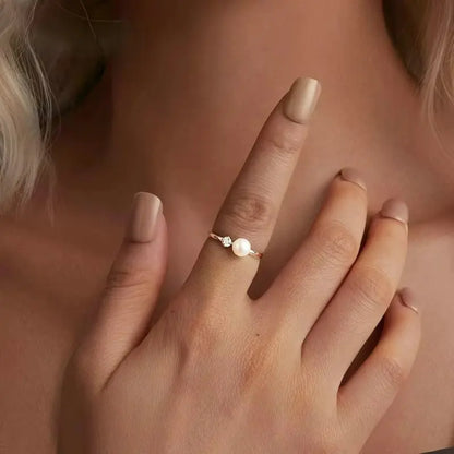 Anel Lustre Pearl em Prata 925 com Moissanite