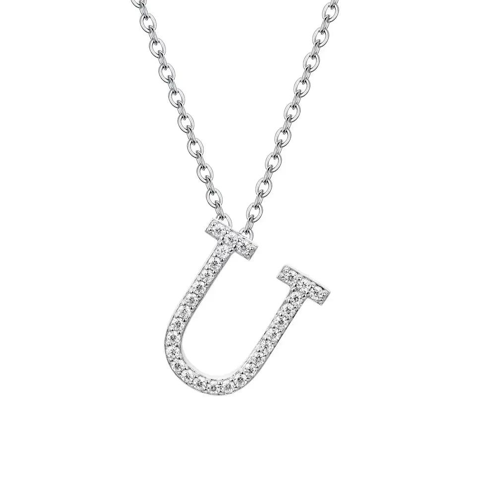 Colar Inicial de Moissanite em Prata 925 banhada a Ródio Branco