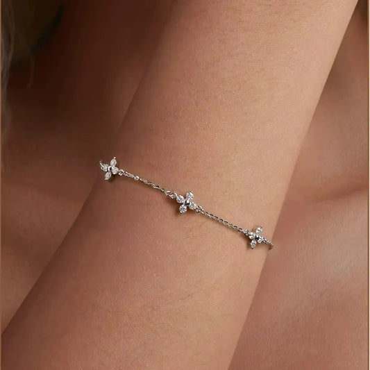 Bracelete Florelle Moissanite em Prata 925 banhado a ouro branco