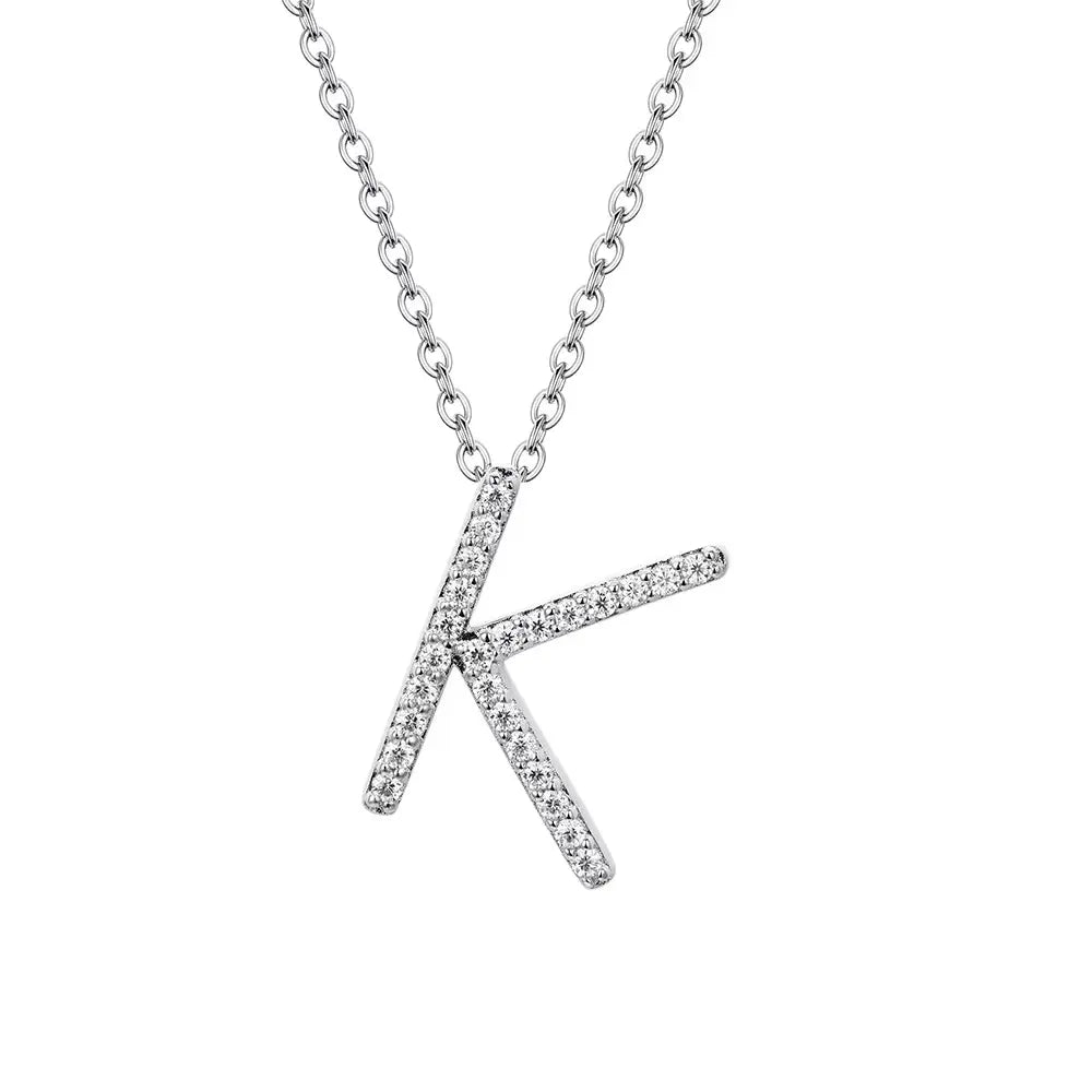 Colar Inicial de Moissanite em Prata 925 banhada a Ródio Branco