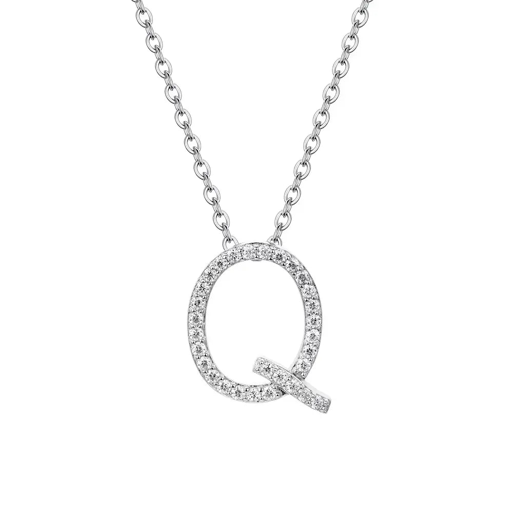 Colar Inicial de Moissanite em Prata 925 banhada a Ródio Branco