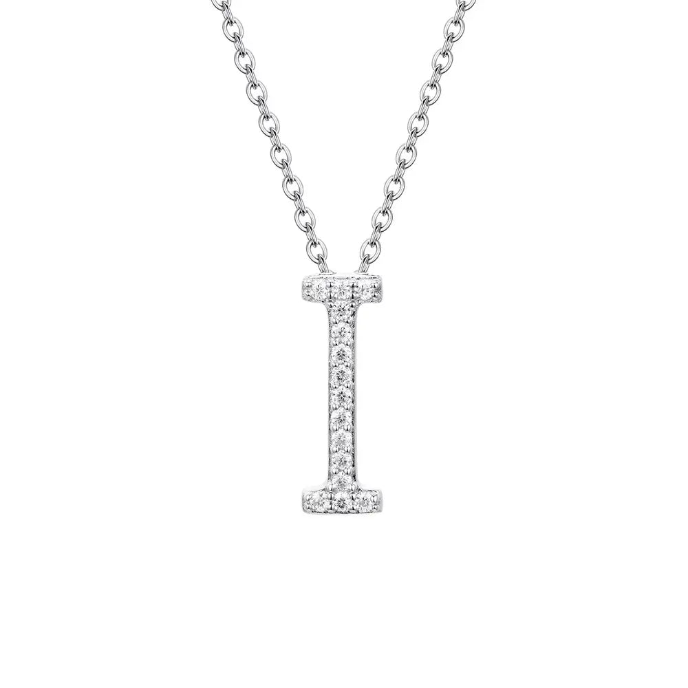 Colar Inicial de Moissanite em Prata 925 banhada a Ródio Branco