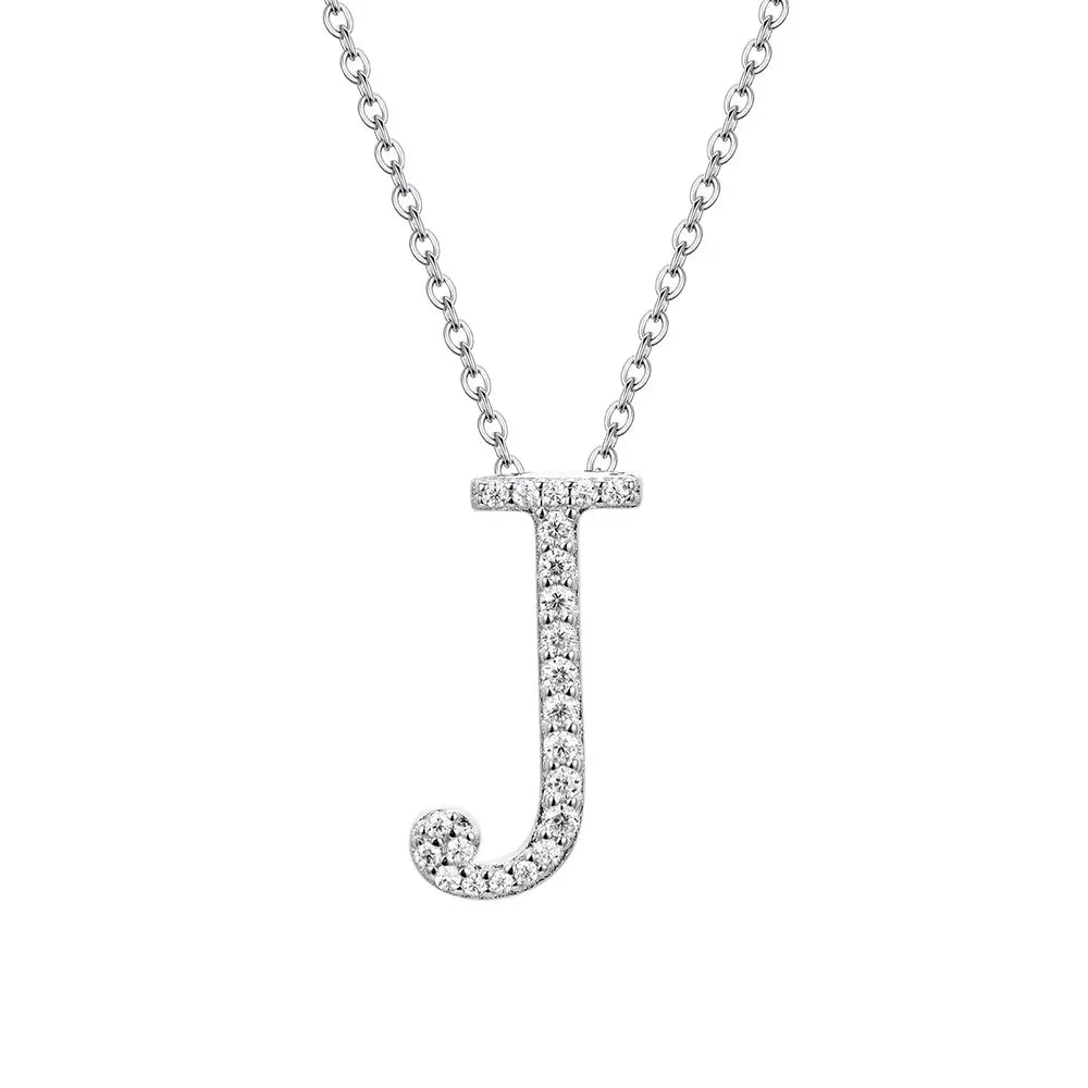 Colar Inicial de Moissanite em Prata 925 banhada a Ródio Branco