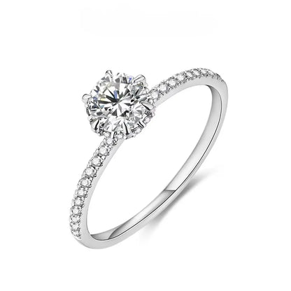Anel Solitário Noivado com Moissanite Banhado a ouro Branco