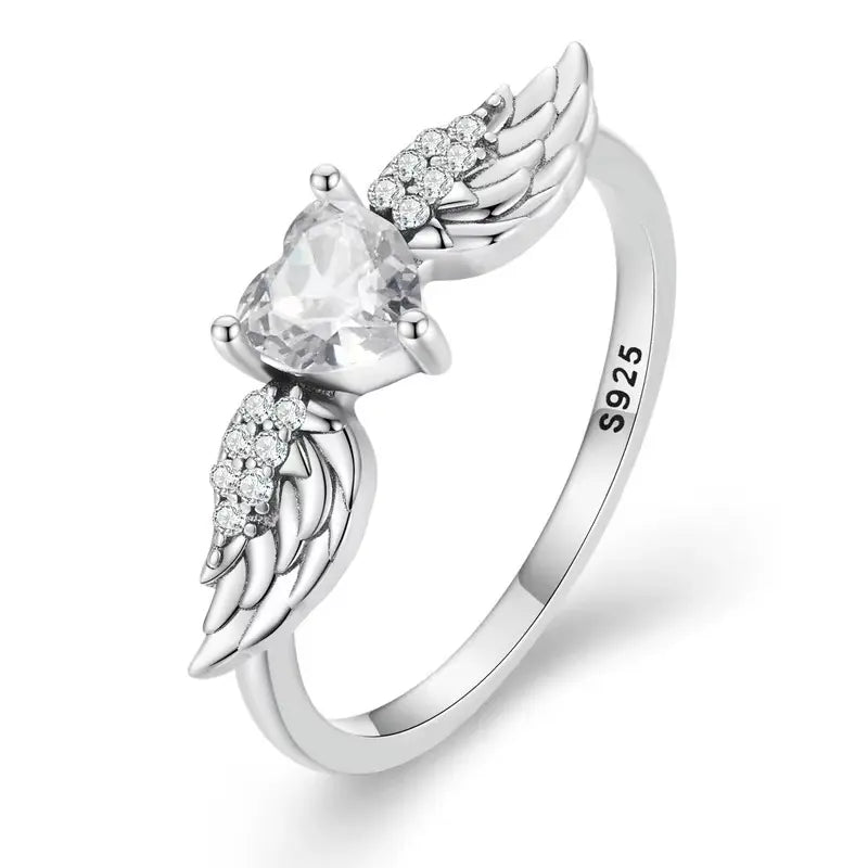 Anel Heart Wings em Prata 925 com Zircônia