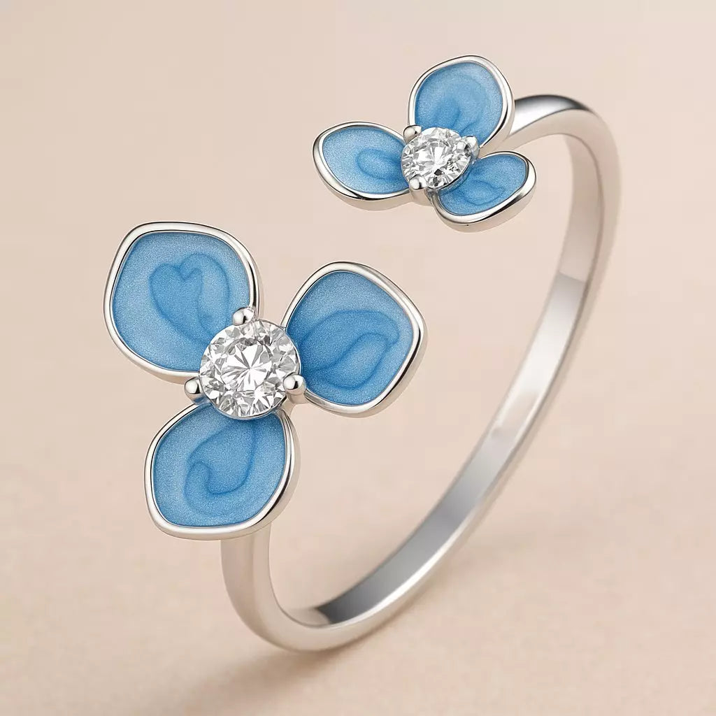 Anel Winter Blue em Prata 925 com Zircônia Ajustável