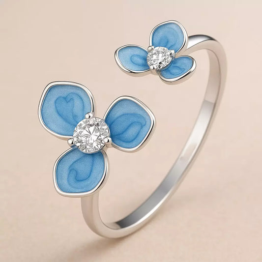 Anel Winter Blue em Prata 925 com Zircônia Ajustável