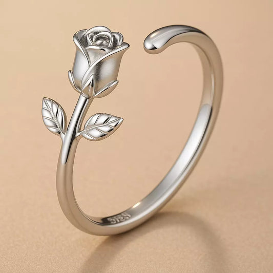Anel Flor de Prata 925 Ajustável