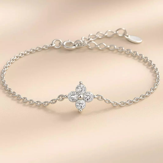 Bracelete Leaf Silver com Zircônia em Prata 925