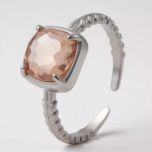 Anel Sole Lumina Ajustável com Vidro Transparente