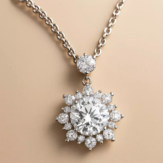 Colar Shine Moissanite em Prata 925 banhado a Platina