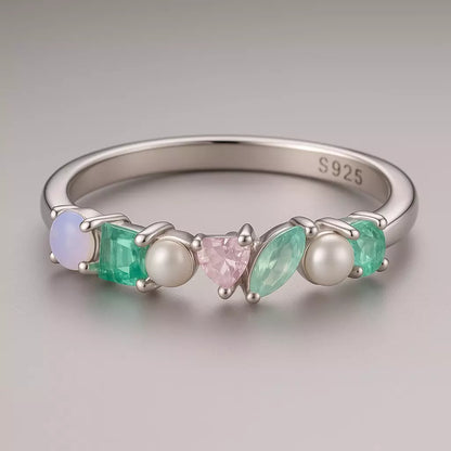 Anel Rainbow Stone banhado a Ouro Branco