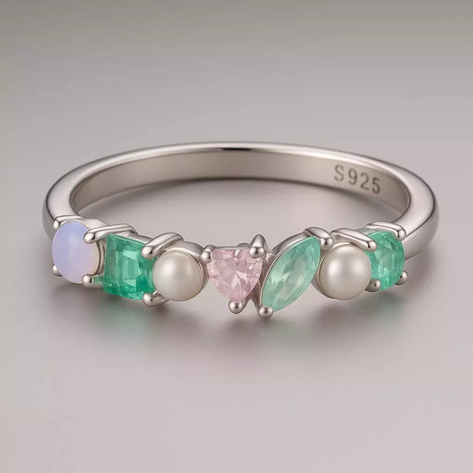 Anel Rainbow Stone banhado a Ouro Branco