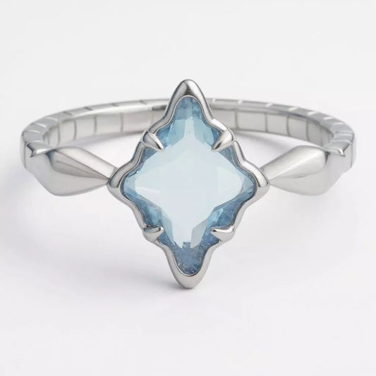 Anel Polaris Glass Prata Banhado a Ouro Branco