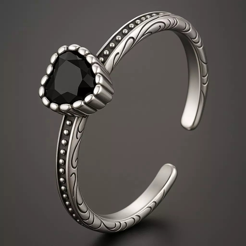 Anel Love Noir com Zircônia Ajustável