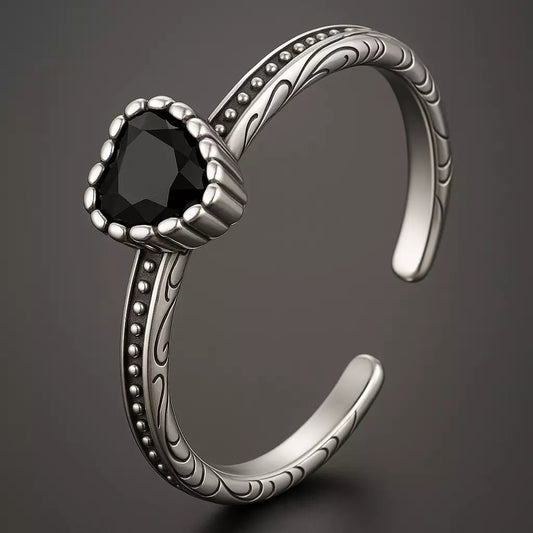 Anel Love Noir com Zircônia Ajustável