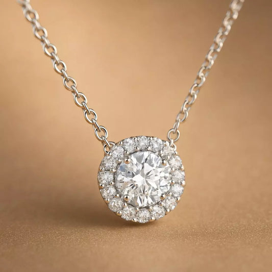 Colar Círculo de brilho em prata 925 com Zircônia