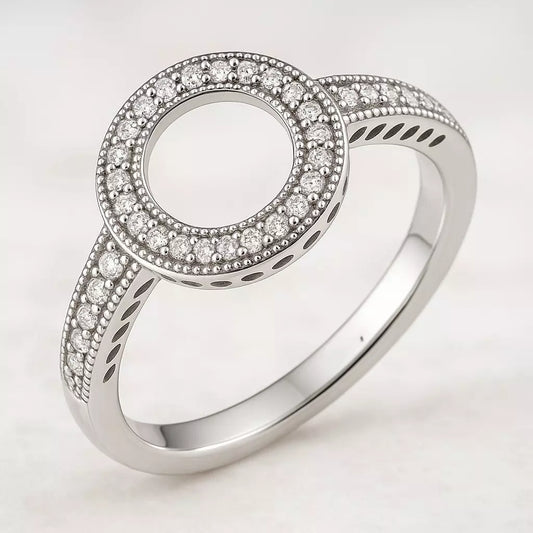 Anel Halo com Zircônia em Prata 925