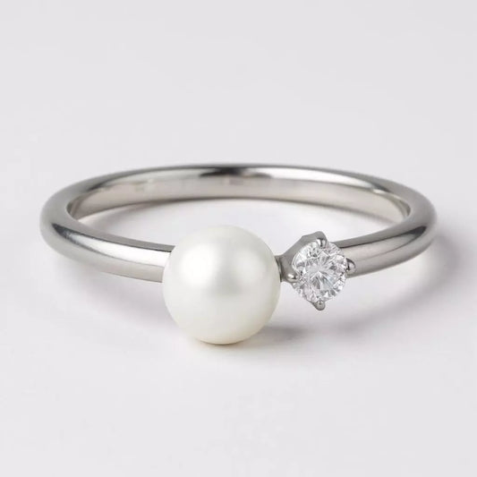 Anel Lustre Pearl em Prata 925 com Moissanite