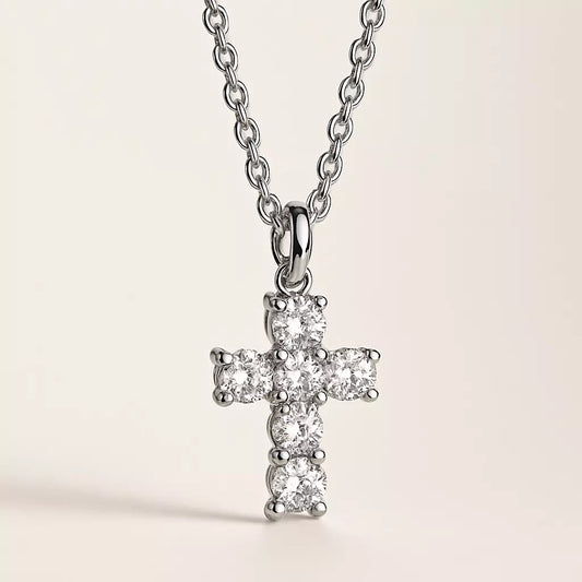 Colar Cruz de Moissanite em Prata 925