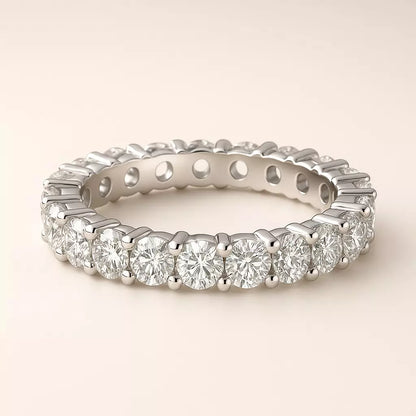Anel Eternity Moissanite em Prata 925 Banhado a Platina