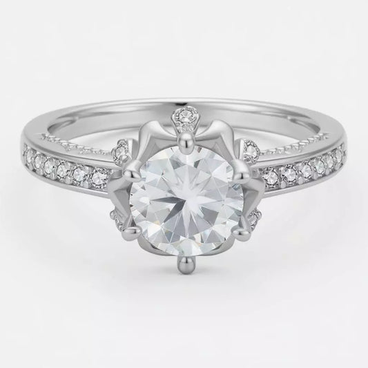 Anel Solitário Radiance banhado a Ouro Branco com Moissanite